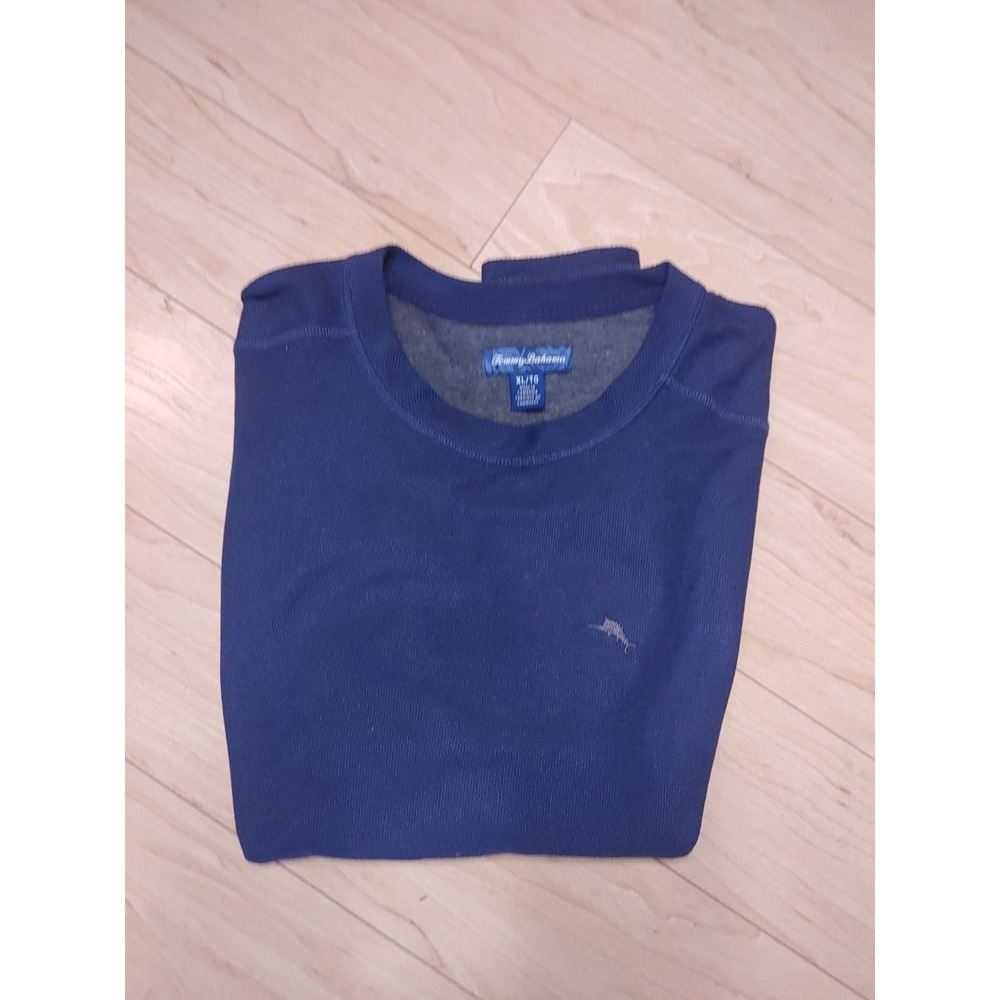 Tommy Bahama Mens Extra Large Navy Blue Long Sleeve Sweatshirt Pullover XL